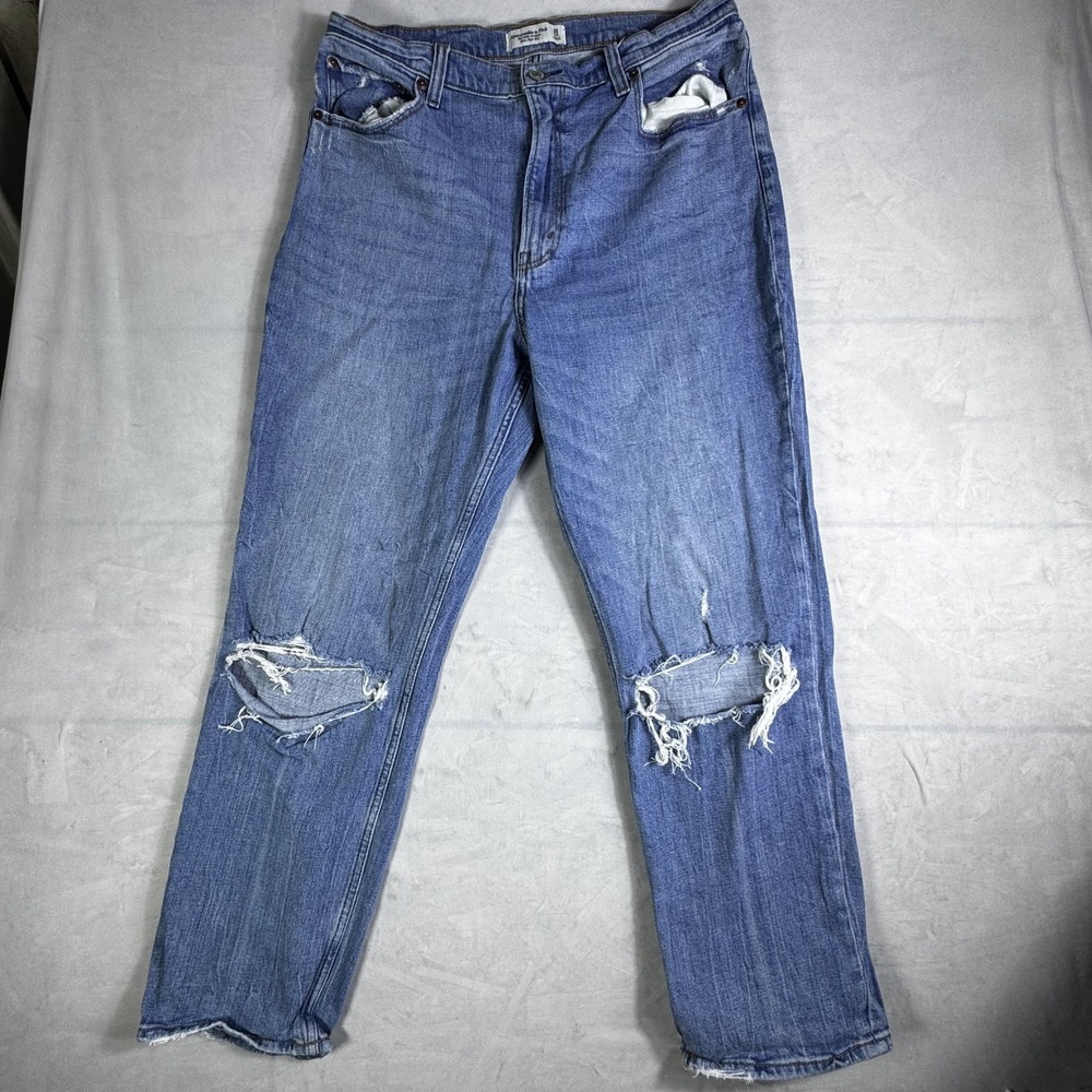 Abercrombie & Fitch The‎ Ankle Straight Jeans Womens Blue Ultra High Rise 32/14L